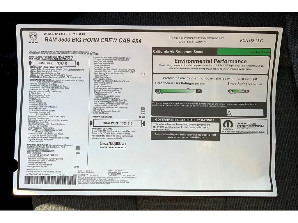 2024 RAM Ram 3500 RAM 3500 BIG HORN CREW CAB 4X4 6'4' BOX